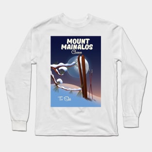 Mount Mainalos Greek ski poster Long Sleeve T-Shirt